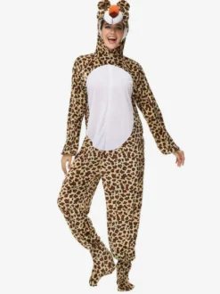 Onesie Kigurumi Pyjama Animal Adulte Léopard Polyester Combinaison Kigurumi Costumes