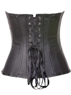 Overbust noir Corset avant acier Busk Synthétique cuir taille formation Corset avec String