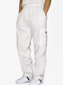 Pantalon cargo décontracté pour homme coupe droite surdimensionné taille naturelle avec poches