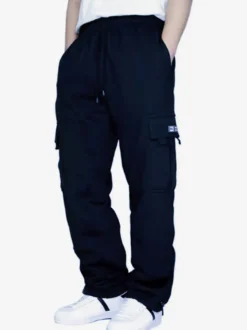 Pantalon cargo décontracté pour homme coupe droite surdimensionné taille naturelle avec poches