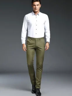 Pantalon décontracté pour homme coupe slim coupe droite tenue de soirée pantalon épais en velours