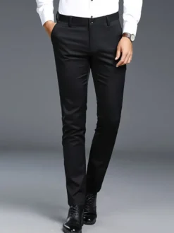 Pantalon décontracté pour homme coupe slim coupe droite tenue de soirée pantalon épais en velours
