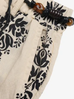 Pantalon imprimé abricot à lacets et taille haute
