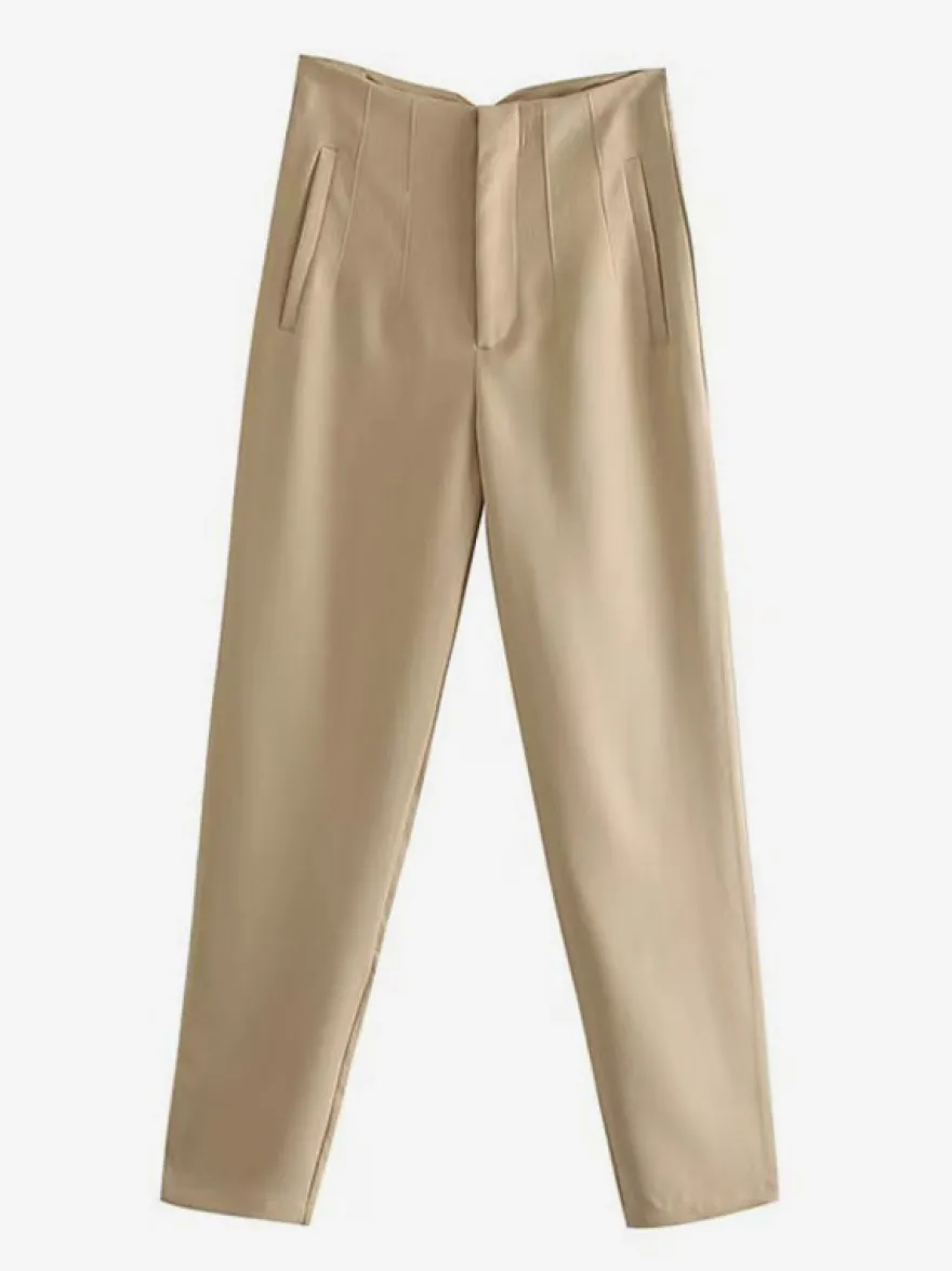Pantalon kaki taille haute