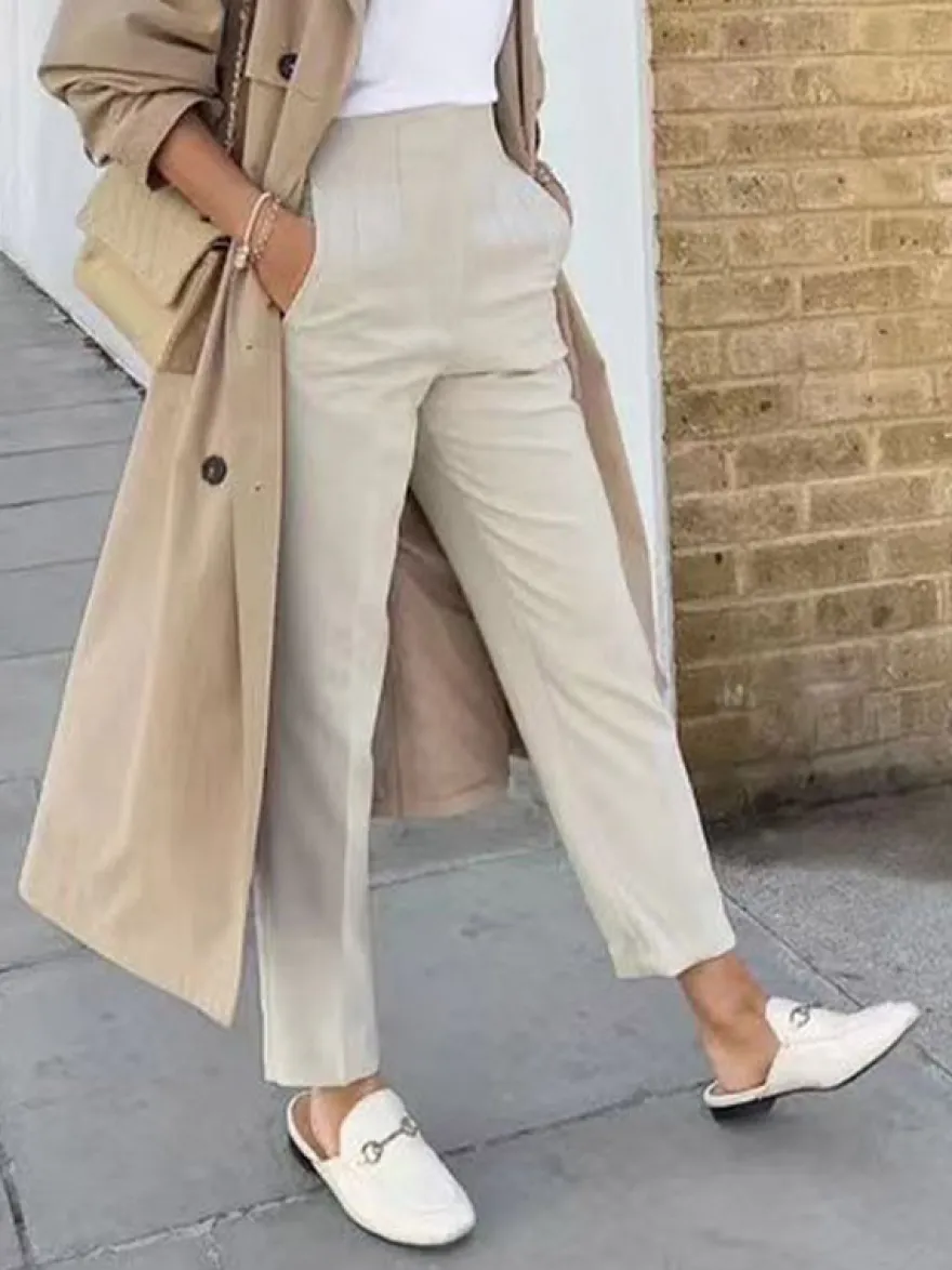Pantalon kaki taille haute