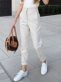 Pantalon kaki taille haute
