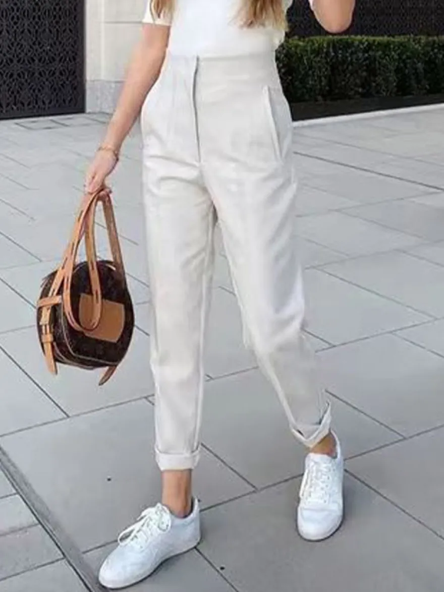 Pantalon kaki taille haute