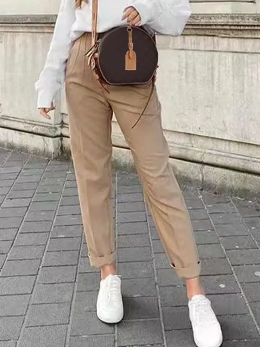 Pantalon kaki taille haute