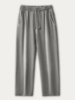 Pantalon large en coton délavé pour homme pantalon décontracté à jambe droite avec cordon de serrage