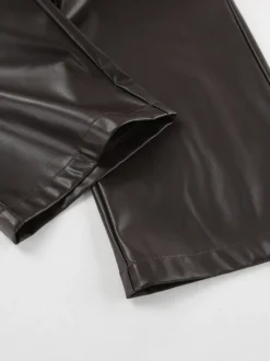 Pantalon large en similicuir à taille élastique et cordon de serrage