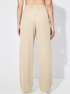 Pantalon large pour femme - Pantalon fluide décontracté à taille élastique et cordon de serrage - Vacances d'été à la plage 2026