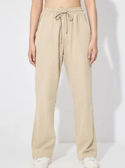 Pantalon large pour femme - Pantalon fluide décontracté à taille élastique et cordon de serrage - Vacances d'été à la plage 2026