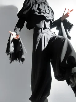 Pantalon Lolita gothique à volants en dentelle Pantalon Lolita noir