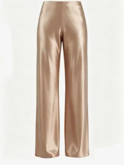 Pantalon marron en satin taille naturelle