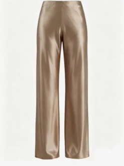 Pantalon marron en satin taille naturelle