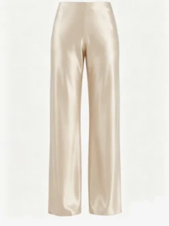 Pantalon marron en satin taille naturelle