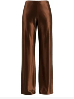 Pantalon marron en satin taille naturelle
