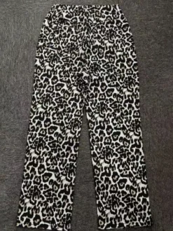 Pantalon marron taille haute imprimé léopard
