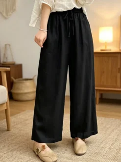 Pantalon noir en polyester