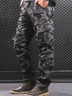 Pantalon Pour Homme Camouflage Taille Naturelle Pantalon Cargo Droit Pantalon Gris