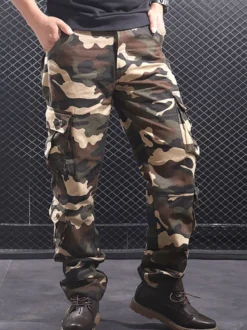 Pantalon Pour Homme Camouflage Taille Naturelle Pantalon Cargo Droit Pantalon Gris