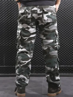 Pantalon Pour Homme Camouflage Taille Naturelle Pantalon Cargo Droit Pantalon Gris