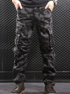 Pantalon Pour Homme Camouflage Taille Naturelle Pantalon Cargo Droit Pantalon Gris