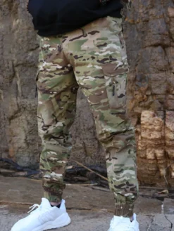 Pantalons pour hommes Casual Camouflage irrégulier Taille naturelle Coupe fuselée Camouflage Pantalons pour hommes
