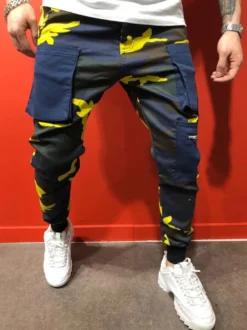 Pantalons pour hommes Pantalons de camouflage décontractés pour hommes jaunes