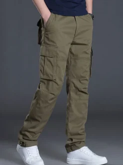 Pantalons pour hommes Pantalon cargo droit taille naturelle décontractée Jaune Vert Pantalons pour hommes