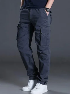 Pantalons pour hommes Pantalon cargo droit taille naturelle décontractée Jaune Vert Pantalons pour hommes