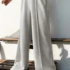 Pantalon Taille Naturelle Superposé En Polyester Gris Clair Oversize Décontracté