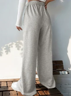 Pantalon Taille Naturelle Superposé En Polyester Gris Clair Oversize Décontracté