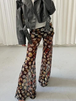 Pantalon évasé transparent imprimé pour femme 2026