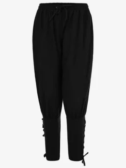 Pantalon Vintage à lacets pour hommes Style aristocrate jambes larges Costumes rétro en coton pour Halloween