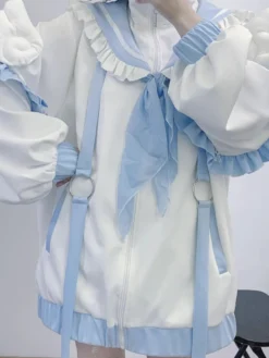 Parka légère à volants avec col marin et fermeture éclair Lolita