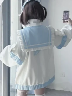 Parka légère à volants avec col marin et fermeture éclair Lolita