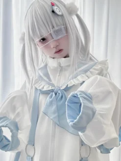 Parka légère à volants avec col marin et fermeture éclair Lolita