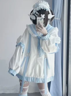 Parka légère à volants avec col marin et fermeture éclair Lolita