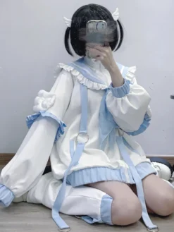 Parka légère à volants avec col marin et fermeture éclair Lolita