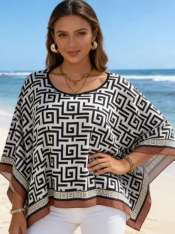 Paréos d'été bleus en polyester pour femmes