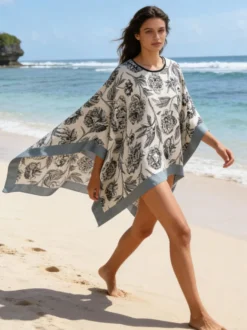 Paréos d'été en polyester bleu pour femmes