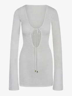 Paréos mini-robes sculptantes à manches longues et col rond maillots de bain noirs d'été pour la plage