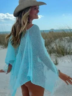 Paréos roses à franges en polyester pour femmes maillots de bain sexy d'été