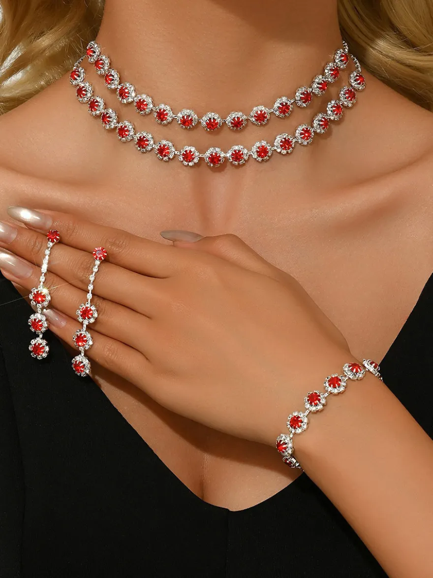 Parure de bijoux de mariée chic en métal et perles d'imitation