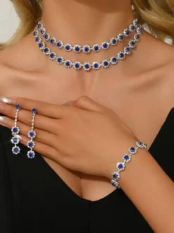 Parure de bijoux de mariée chic en métal et perles d'imitation