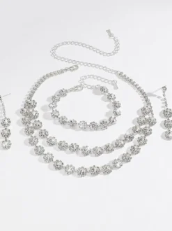 Parure de bijoux de mariée chic en métal et perles d'imitation