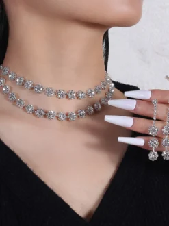 Parure de bijoux de mariée chic en métal et perles d'imitation