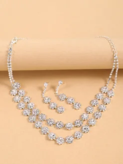 Parure de bijoux de mariée chic en métal et perles d'imitation