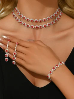 Parure de bijoux de mariée chic en métal et perles d'imitation